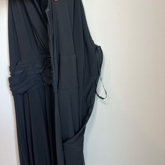 Chaps Malibu A-Line Midi Dress Black Sleeveless V-Neck Halter NEW  Women's Large - Picture 8 of 14